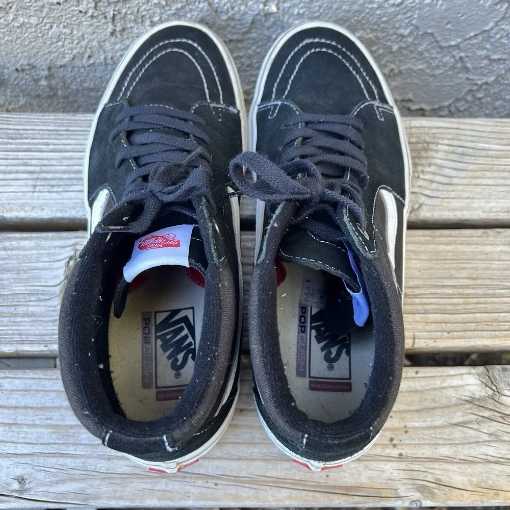 Vans Shoes Men Size 11.5 Sk8-Hi Classic Black White Suede Canvas Skate